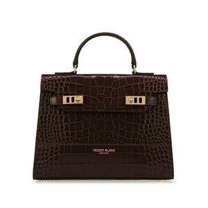 Teddy Blake Kim Croco 11" Dark Brown Crocodile Embossed Handbag🚨PEFECT FOR FALL